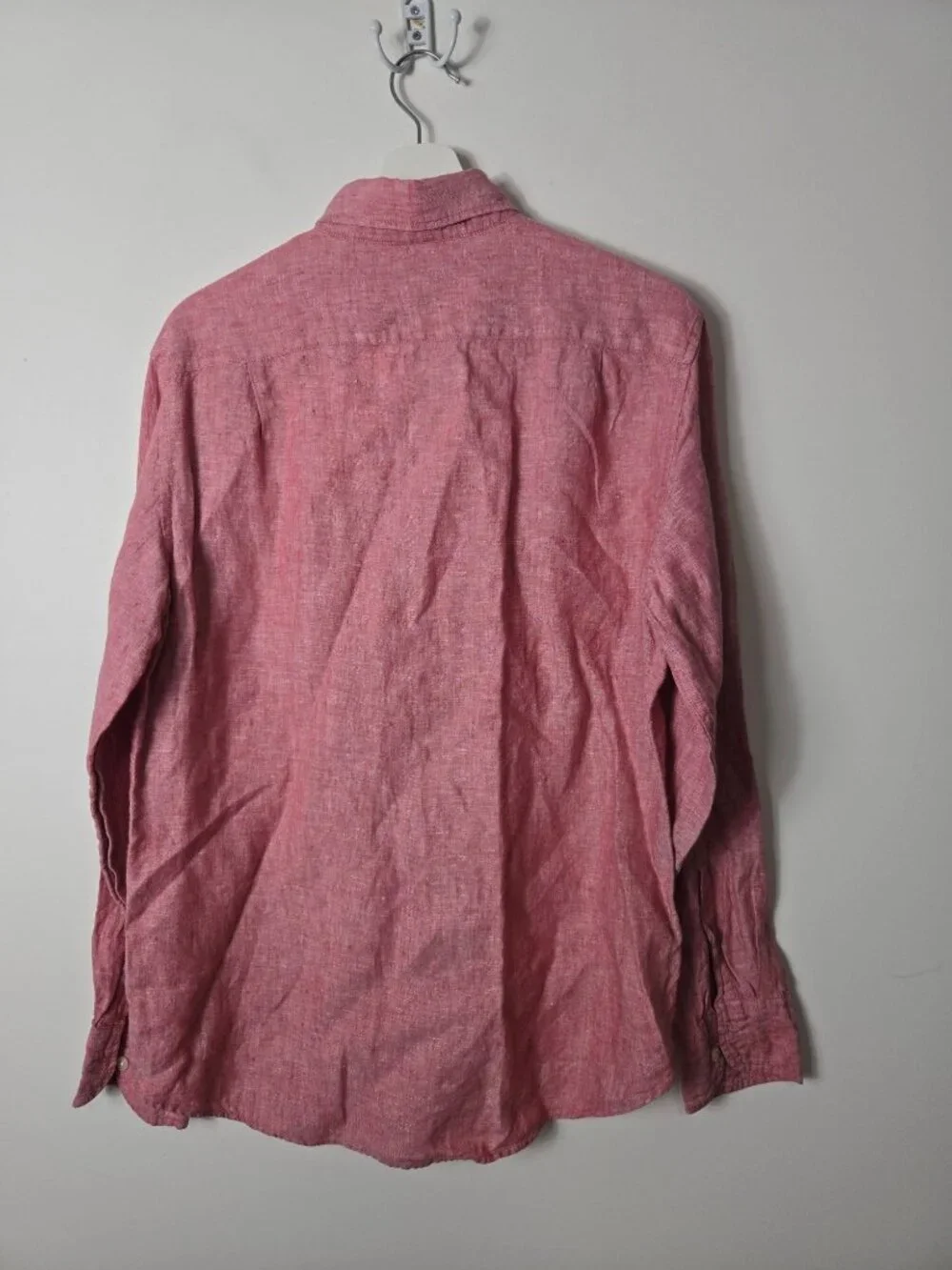 J.Crew Men's 100% Linen Slim Fit Long Sleeve Button-Up Shirt Size M Red